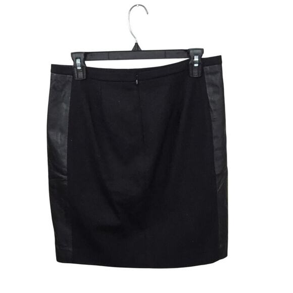 Ann Taylor Faux Leather Side Black Pencil Skirt Front Pocket Sz 6 Small Stretch - Picture 2 of 8